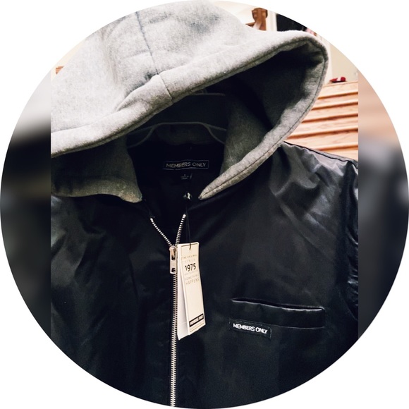 NWT MEMBER’S ONLY Black Bomber Jacket L Hood - Picture 5 of 16